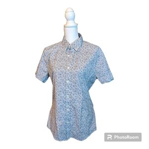 Abercrombie & Fitch Short Sleeve Button Up  Stretch Super Slim SZ L